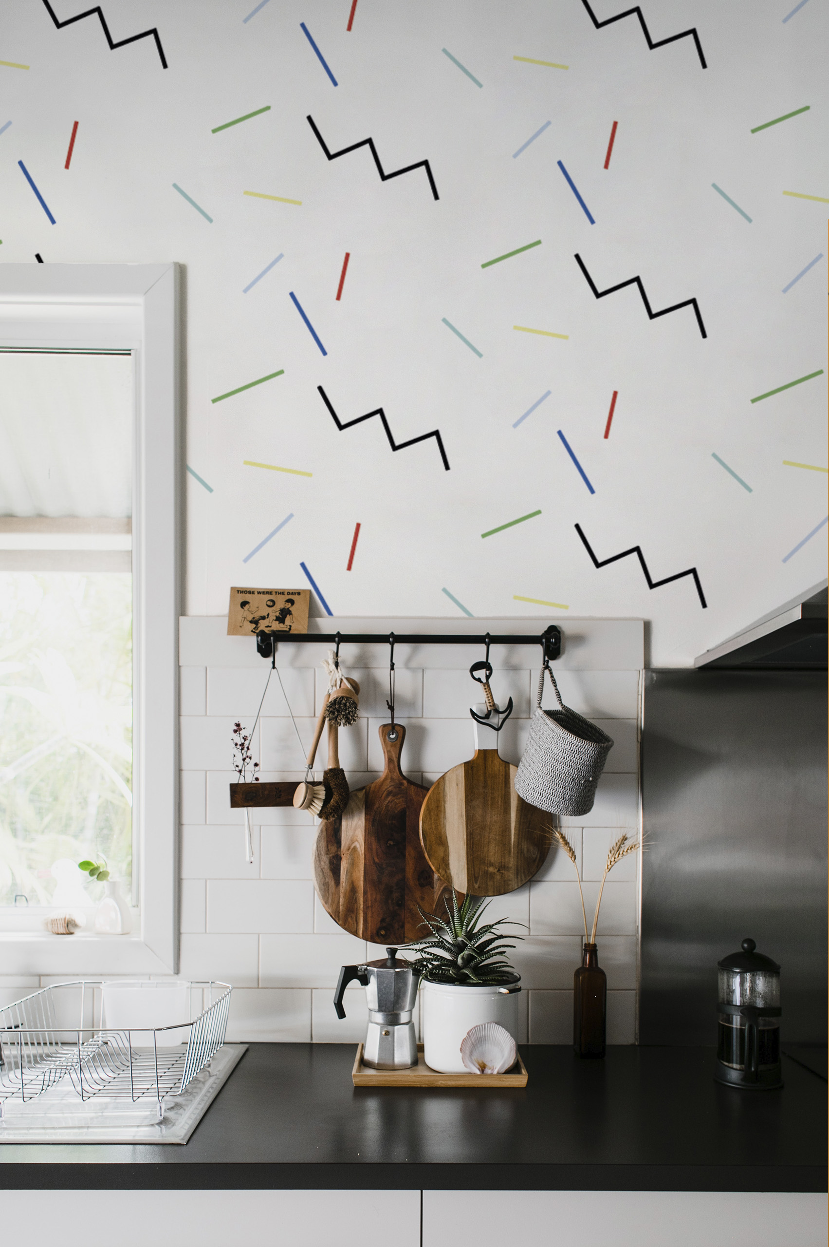 Papier peint N07 - memphis Multicolore moderne entree