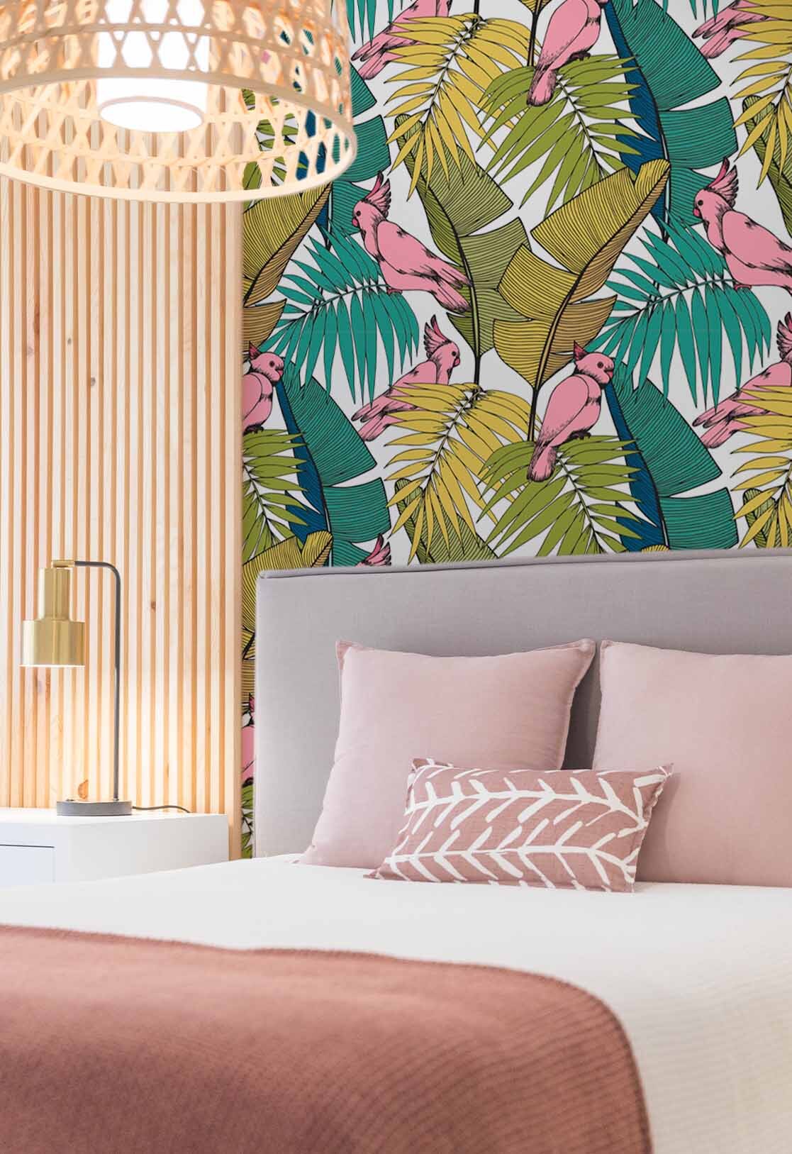 Papel pintado N12 sala de loros de colores exóticos Papel pintado N12 sala de loros de colores exóticos