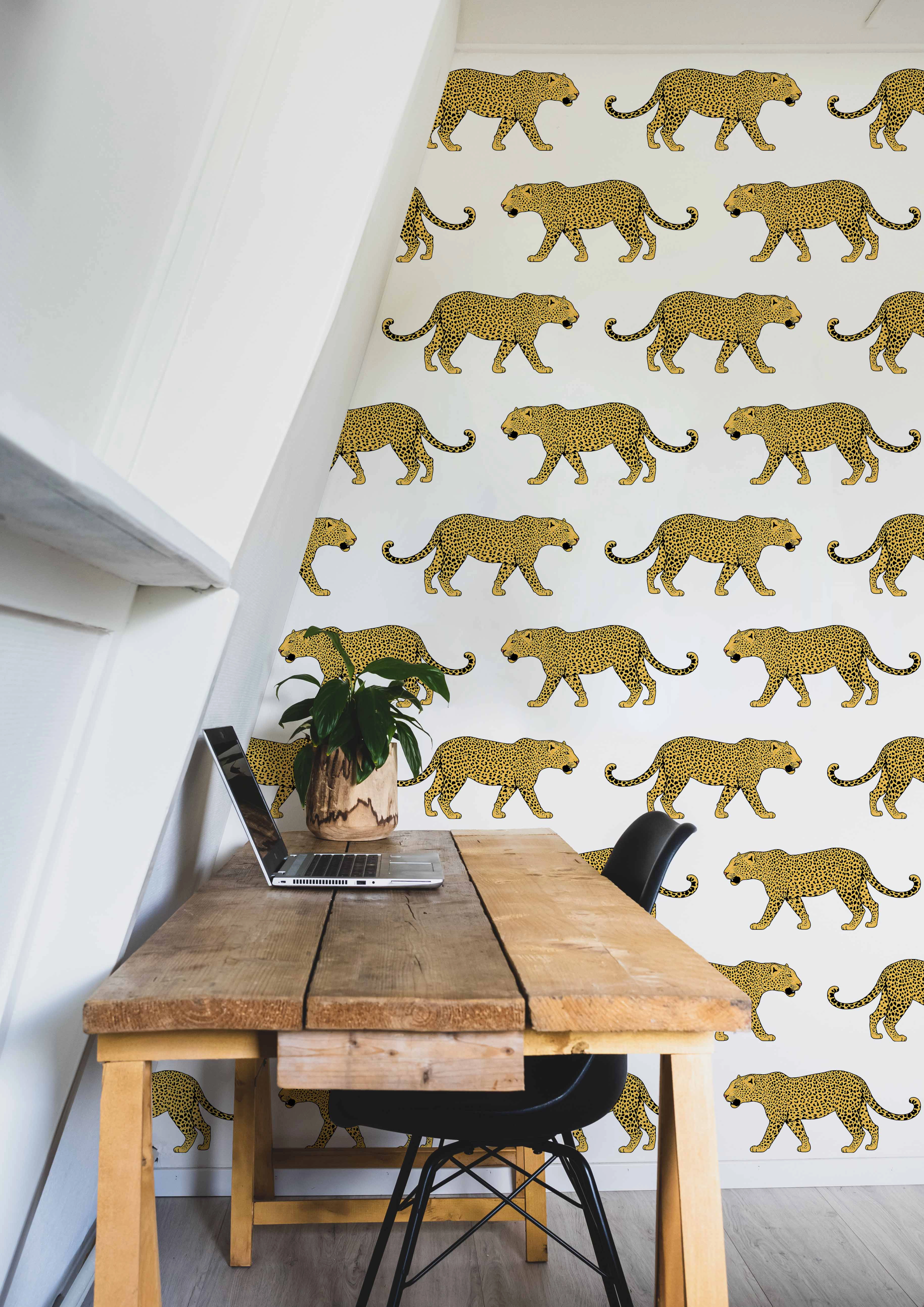 Wallpaper N08 tigers lines yellow pop office Wallpaper N08 tigers lines yellow pop office