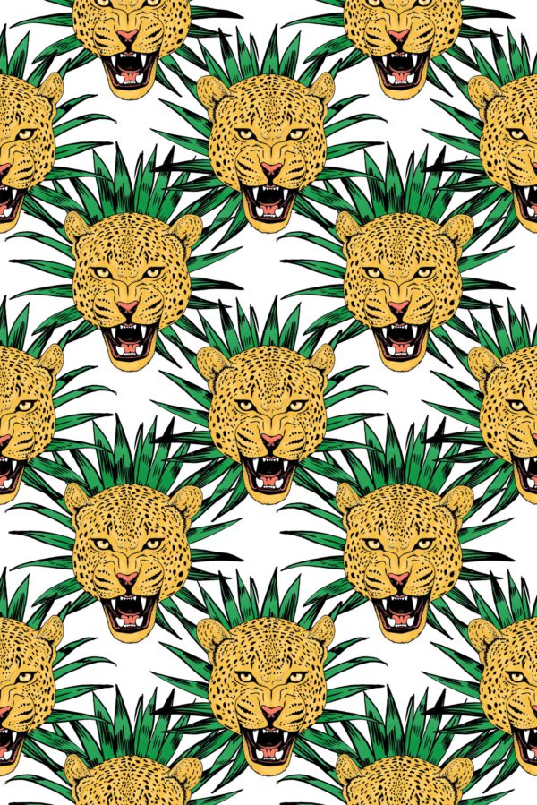 Papel pintado N10 tigres amarillo y verde pop