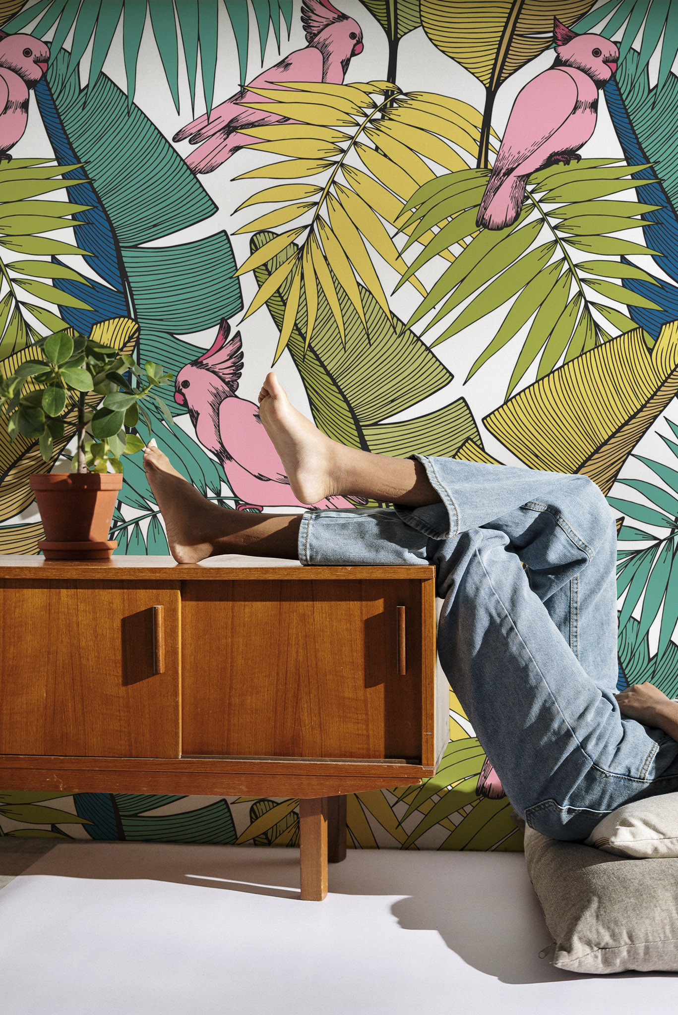 Papel pintado N12 loros exóticos sala de estar Papel pintado N12 loros exóticos sala de estar