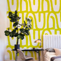 papel pintado n14 verde formas gráficas habitación