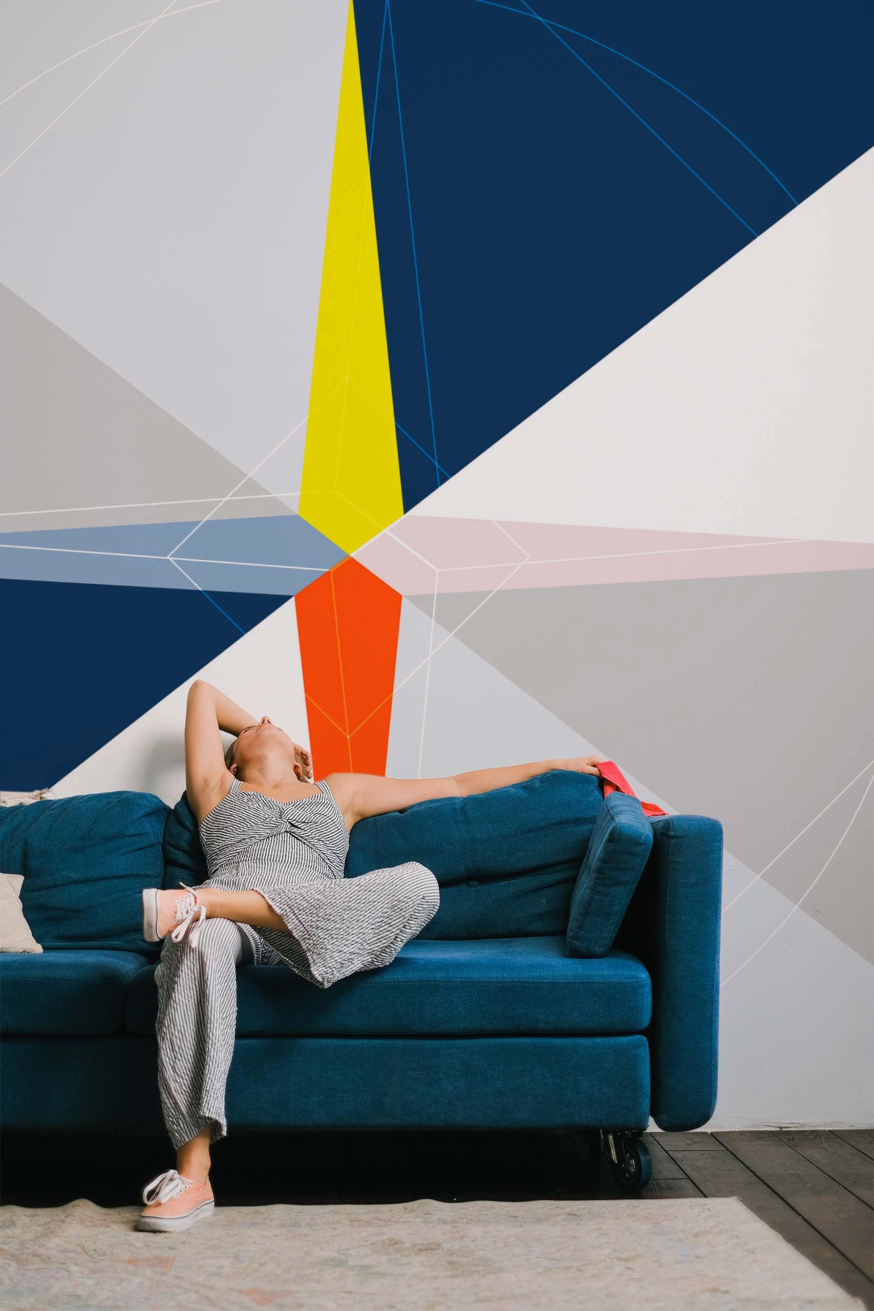 N13 Graphic Wallpaper Compass Rose Colorful Living Room Graphic