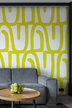 papel pintado n14 verde formas gráficas sala de estar