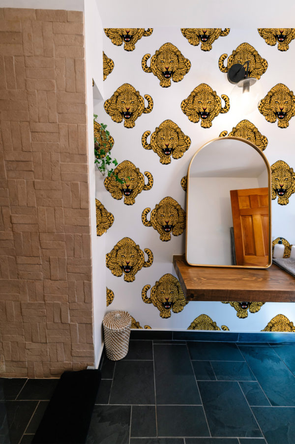 n41 leopardo salvaje amarillo animal pop art baño