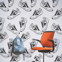 N31 Black and White Urban Sport Sneakers Bedroom Wallpaper