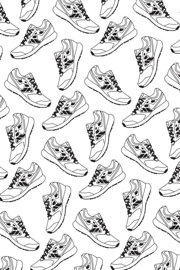 papel pintado n31 blanco y negro zapatillas de deporte urbano patrón