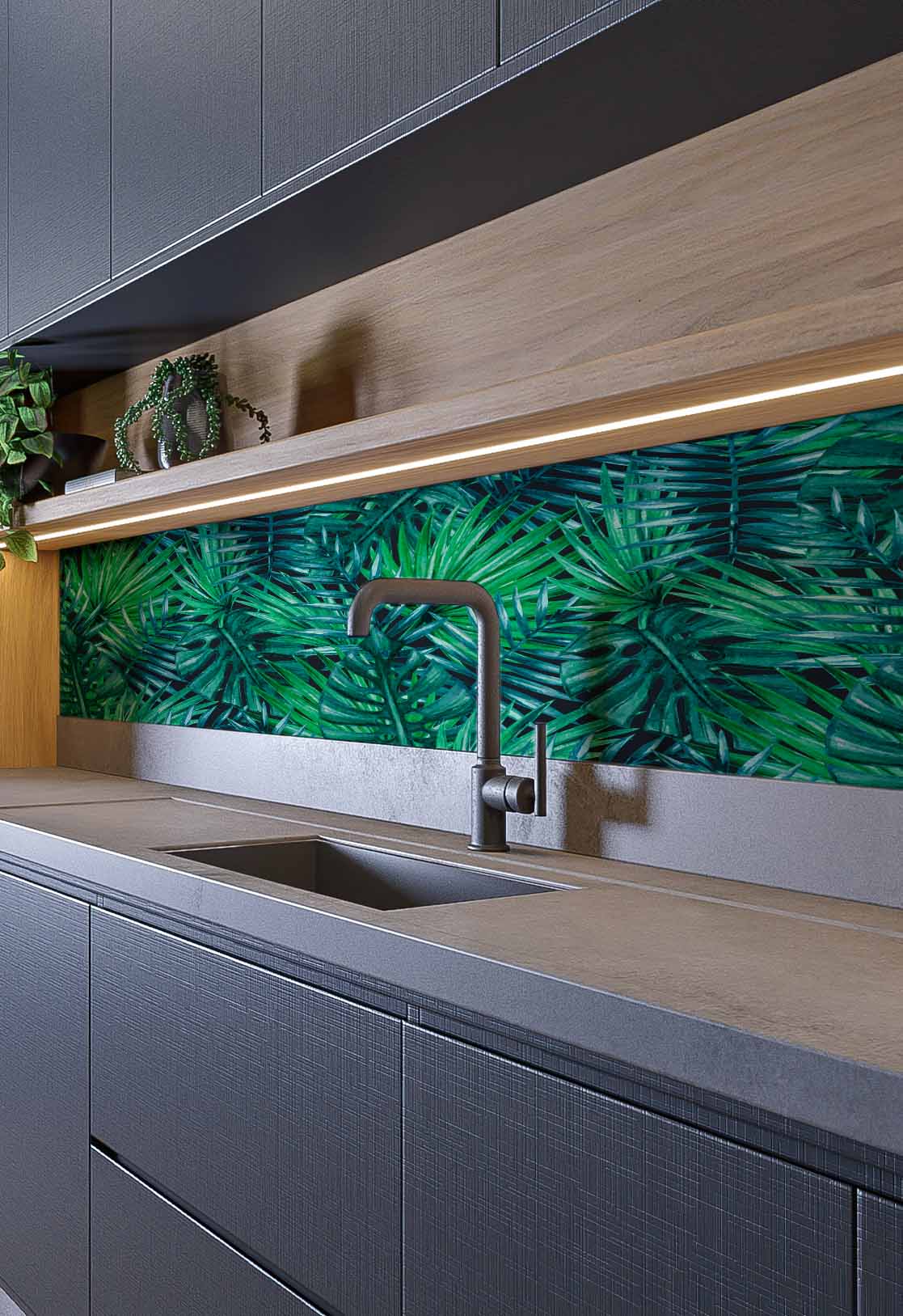 N76 papier peint feuilles sombres vert bleu floral