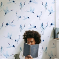 papel pintado nº 46 pájaros acuarela sala de la naturaleza