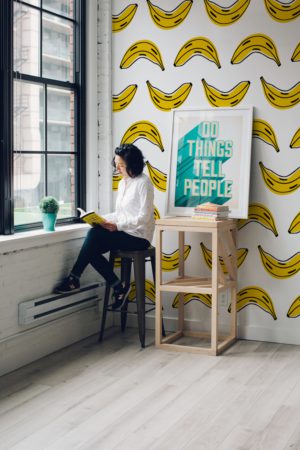 papel pintado n85 bananas pop art color amarillo espacios públicos