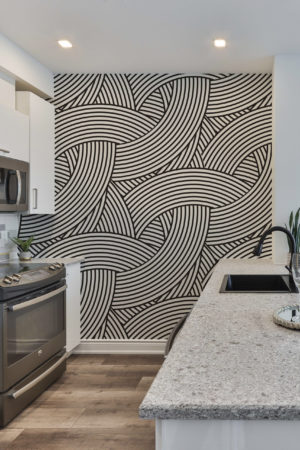 papel pintado n45 líneas modernas cocina blanca y negra