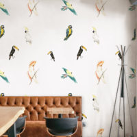 papel pintado n48 aves tropicales espacio público vintage