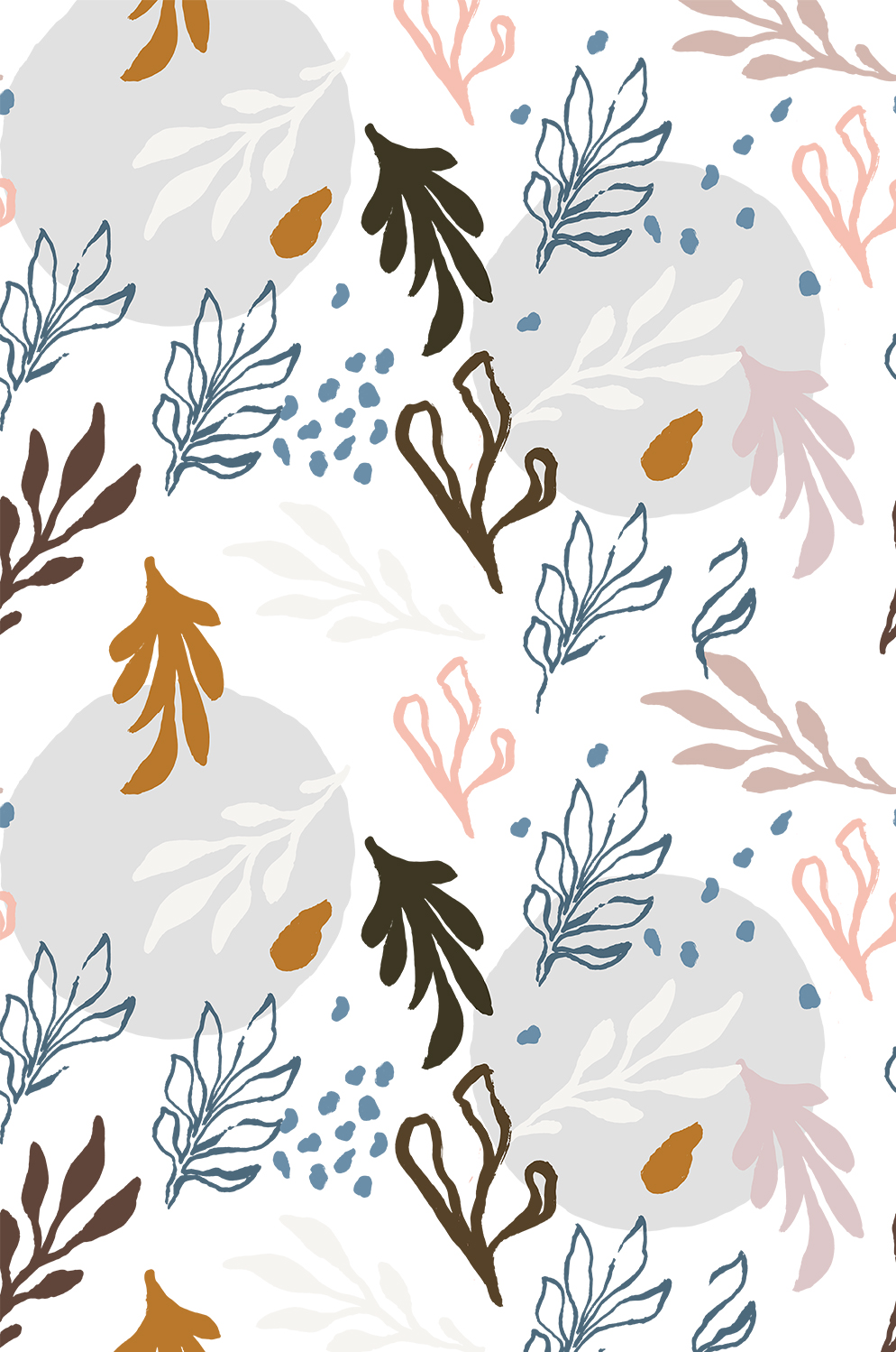 Wallpaper No. 51 Round Leaf Seaweed Colorful Pattern Wallpaper No. 51 Round Leaf Seaweed Colorful Pattern