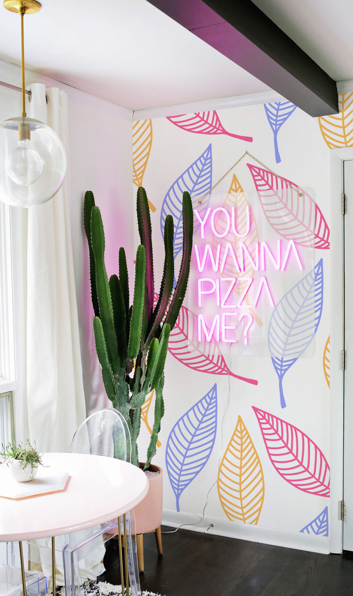 papel pintado n72 graphic leaves pop pink comedor papel pintado n72 graphic leaves pop pink comedor