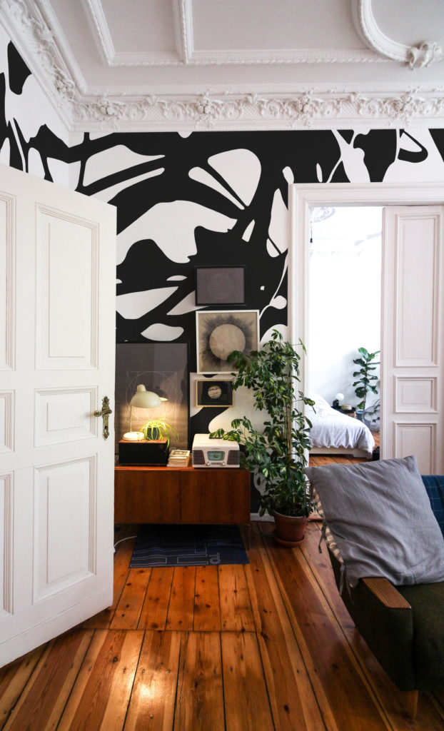 papier peint n°82 peinture artistique noir et blanc