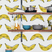 N85 Bananas Pop Art Colorful Yellow Kitchen Wallpaper