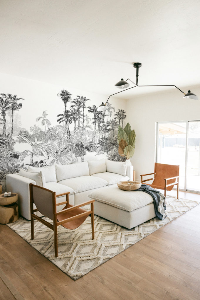 papier peint n90 panoramique tropical noir et blanc salon