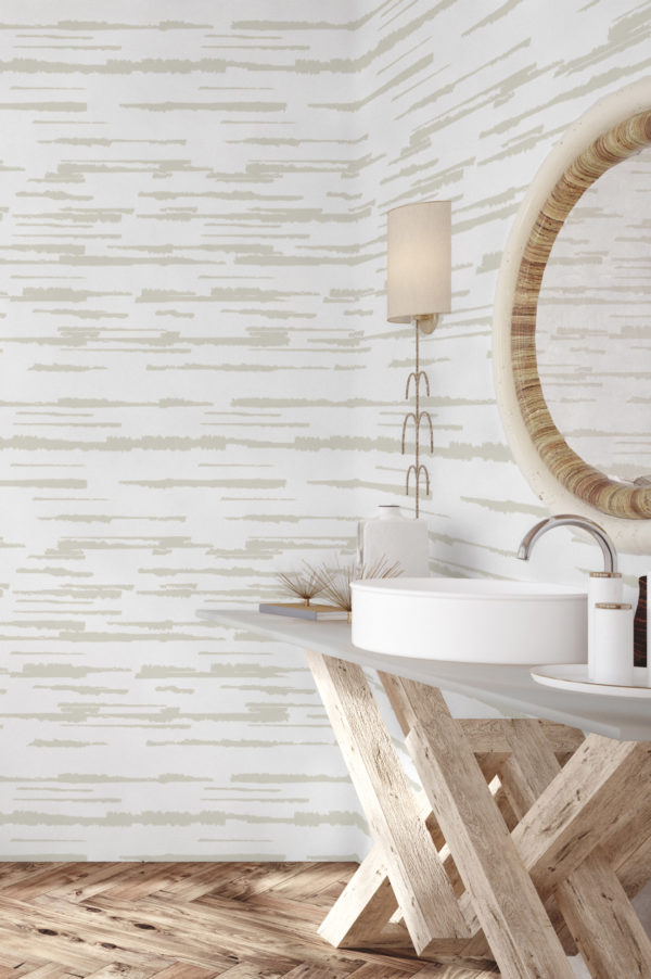 papel pintado nº 80 ondas gráficas baño beige