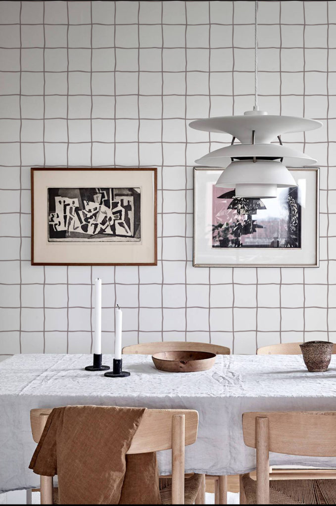 Papier peint N100 gris salle a manger lignes verticales minimaliste pop