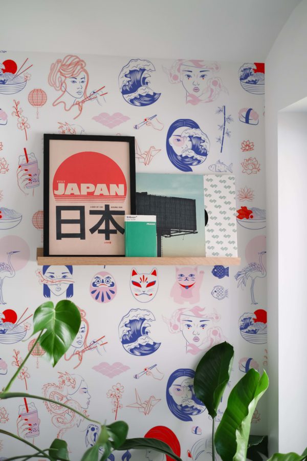 Papel pejnt N 111 Japón azul rojo dibujos salón