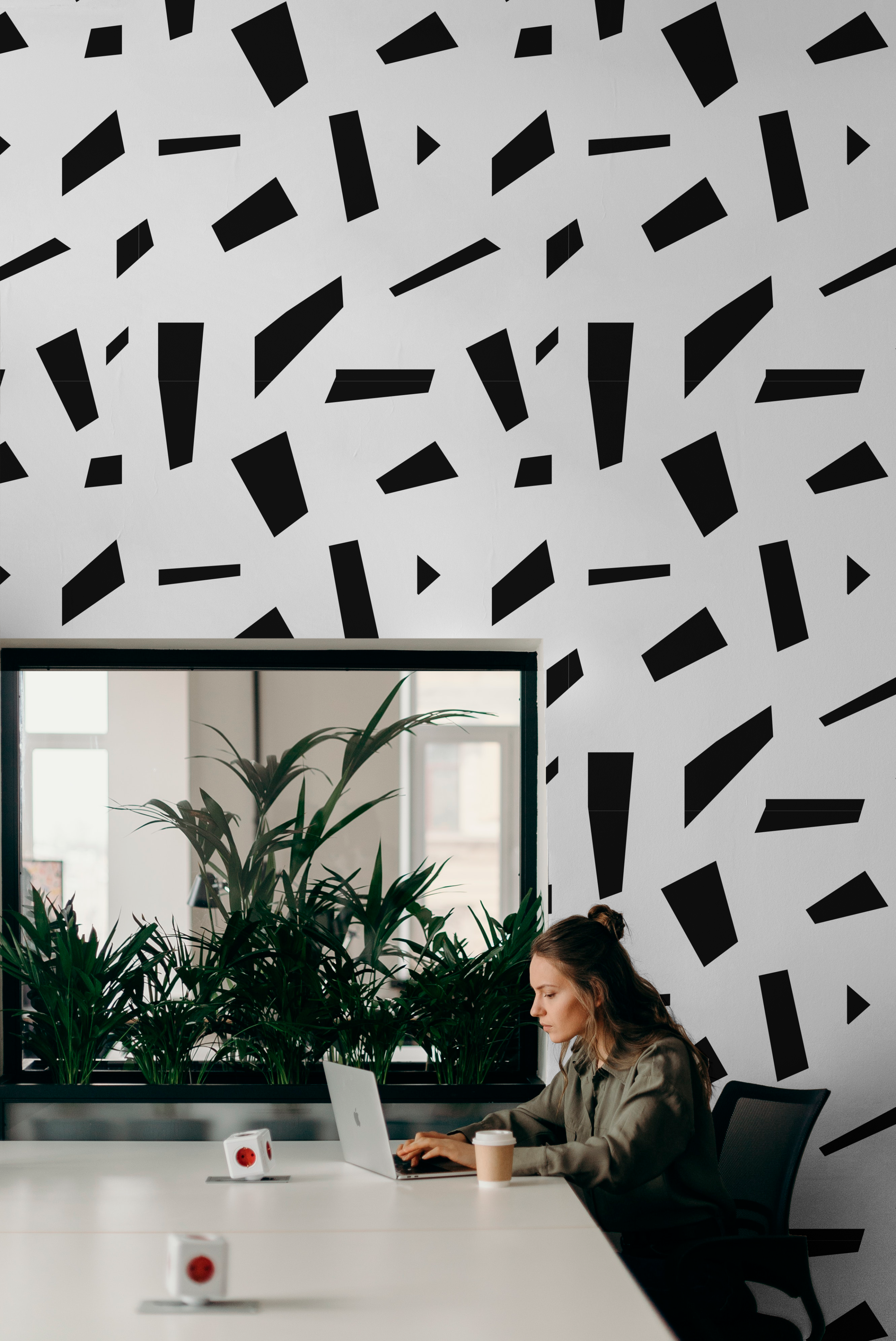 Wallpaper Nº127 black and white shapes modern open space Wallpaper N°127 modern black and white shapes open spac