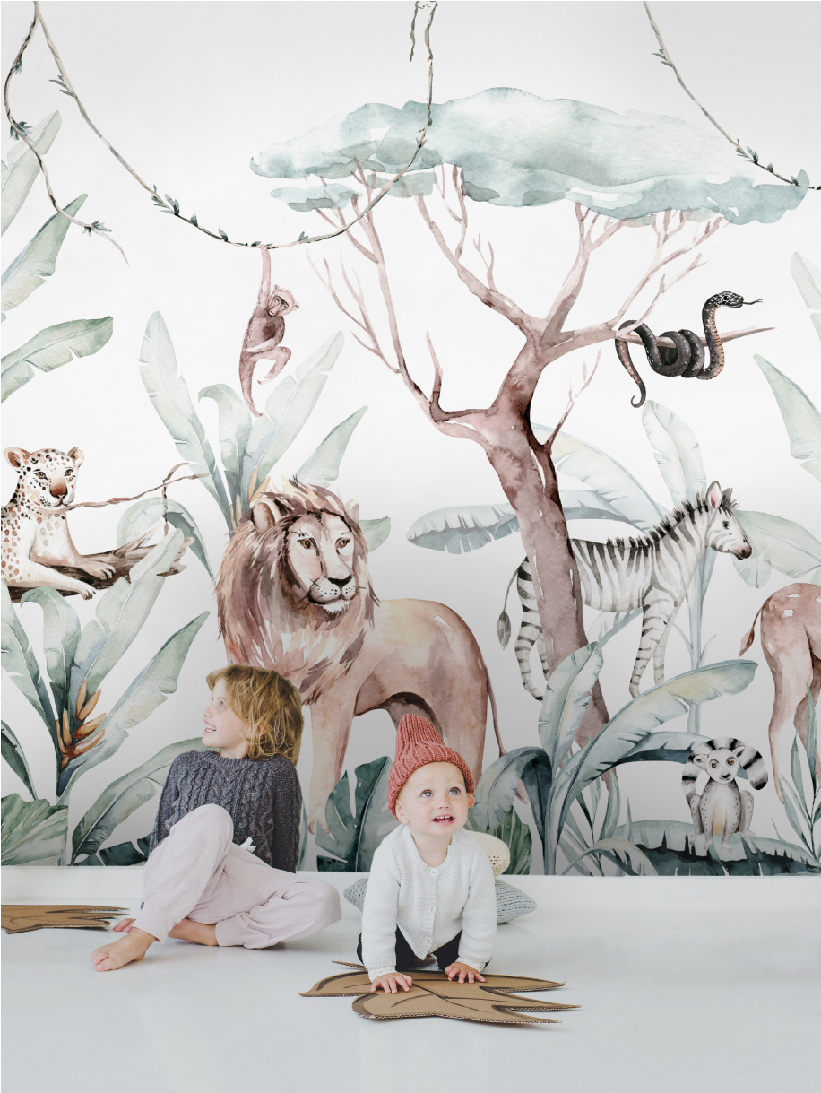 N121 Savannah Watercolor Kids Room