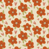 Papel pintado N126 campos de flores rojo naranja