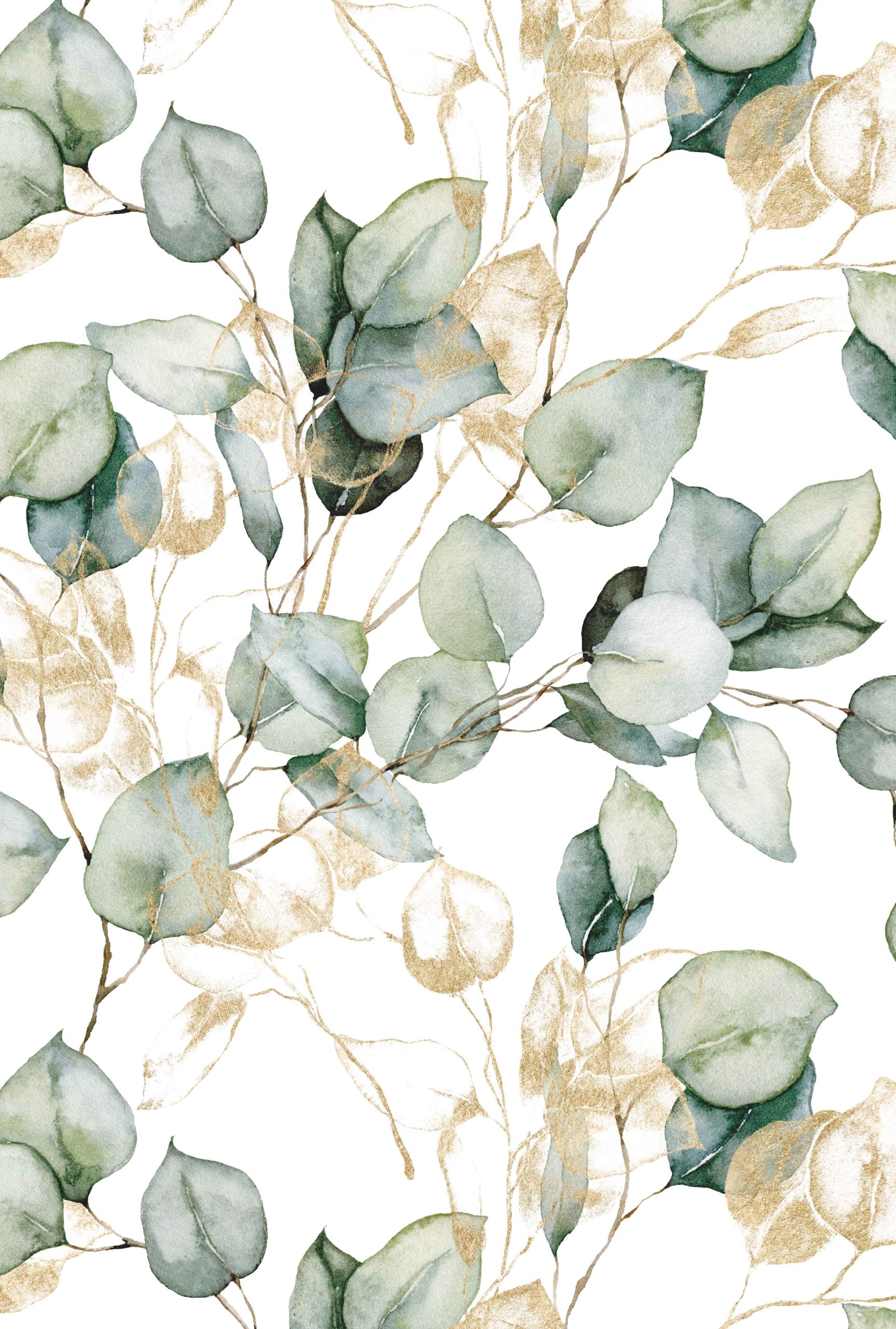 n138_M Papier peint N°138 Eucalypto blanc et vert motif
