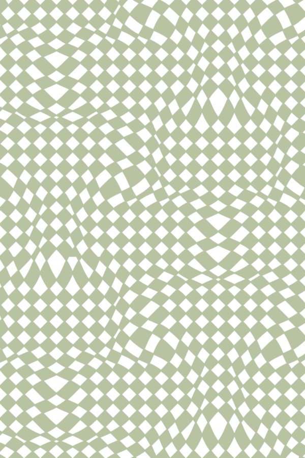 Papel pintado n153 ondas psicodélicas retro patrón verde