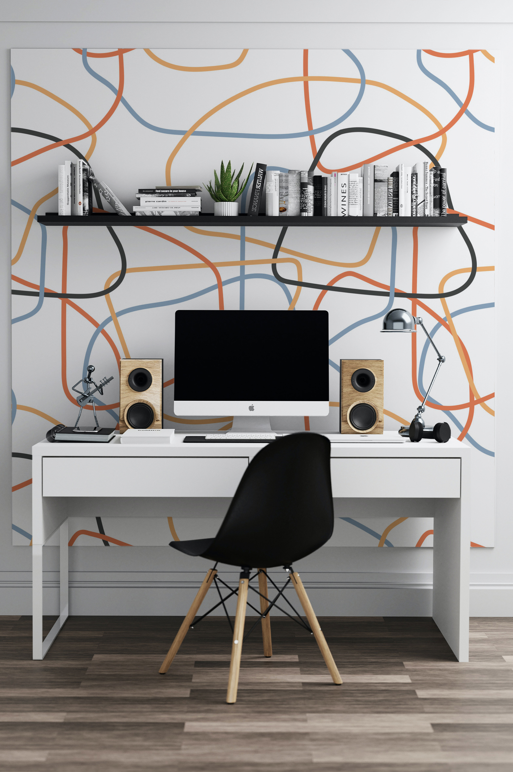 Wallpaper Drawing Colorful Lines N164 Office