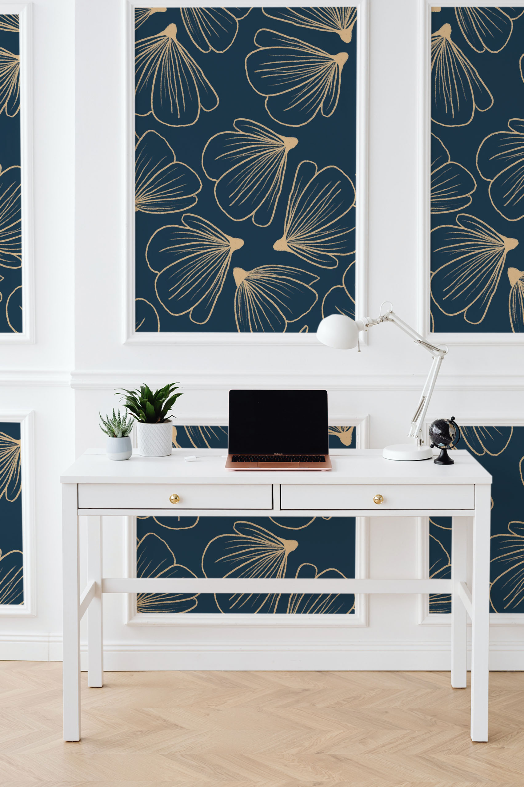 Wallpaper N172 Flower on Blue Desk Wallpaper N172 Flower on Blue Desk