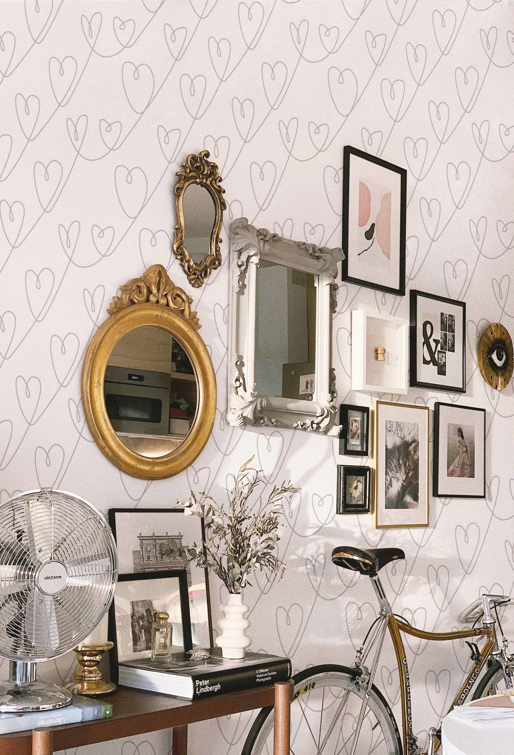 n163 Papel pintado con diseño de corazón minimalista