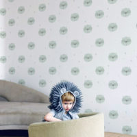 papel pintado infantil mapache verde