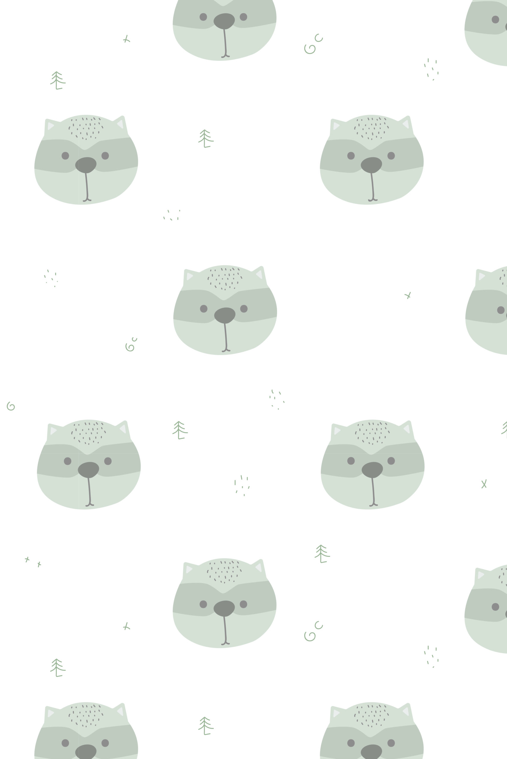 n166_M Raccoon Green Kids Wallpaper