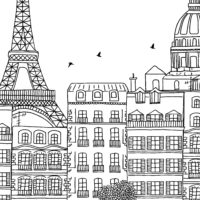 wallpaper n173 drawing Paris black and white pattern