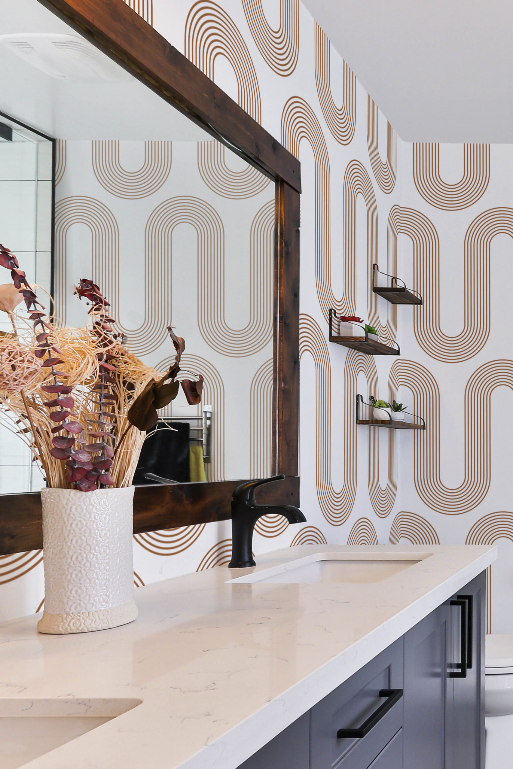 Papier peint lignes courbées façon art déco