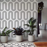 Curved lines wallpaper in black and white