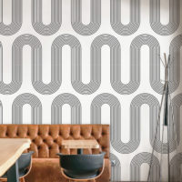 Curved lines wallpaper in black and white