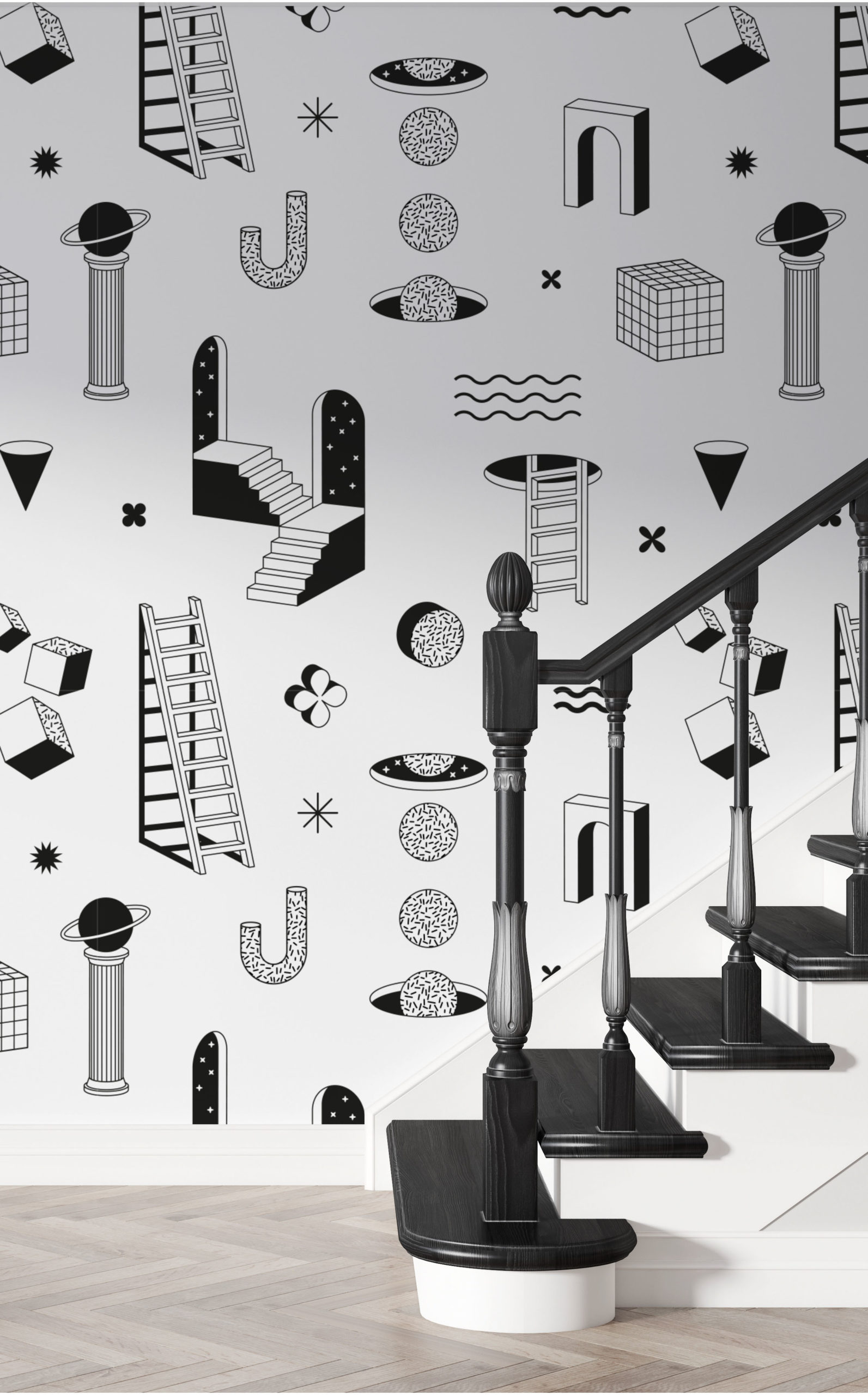 N179 Multiverse Space Black and White Entrance Wallpaper N179 Multiverse Space Black and White Entrance Wallpaper
