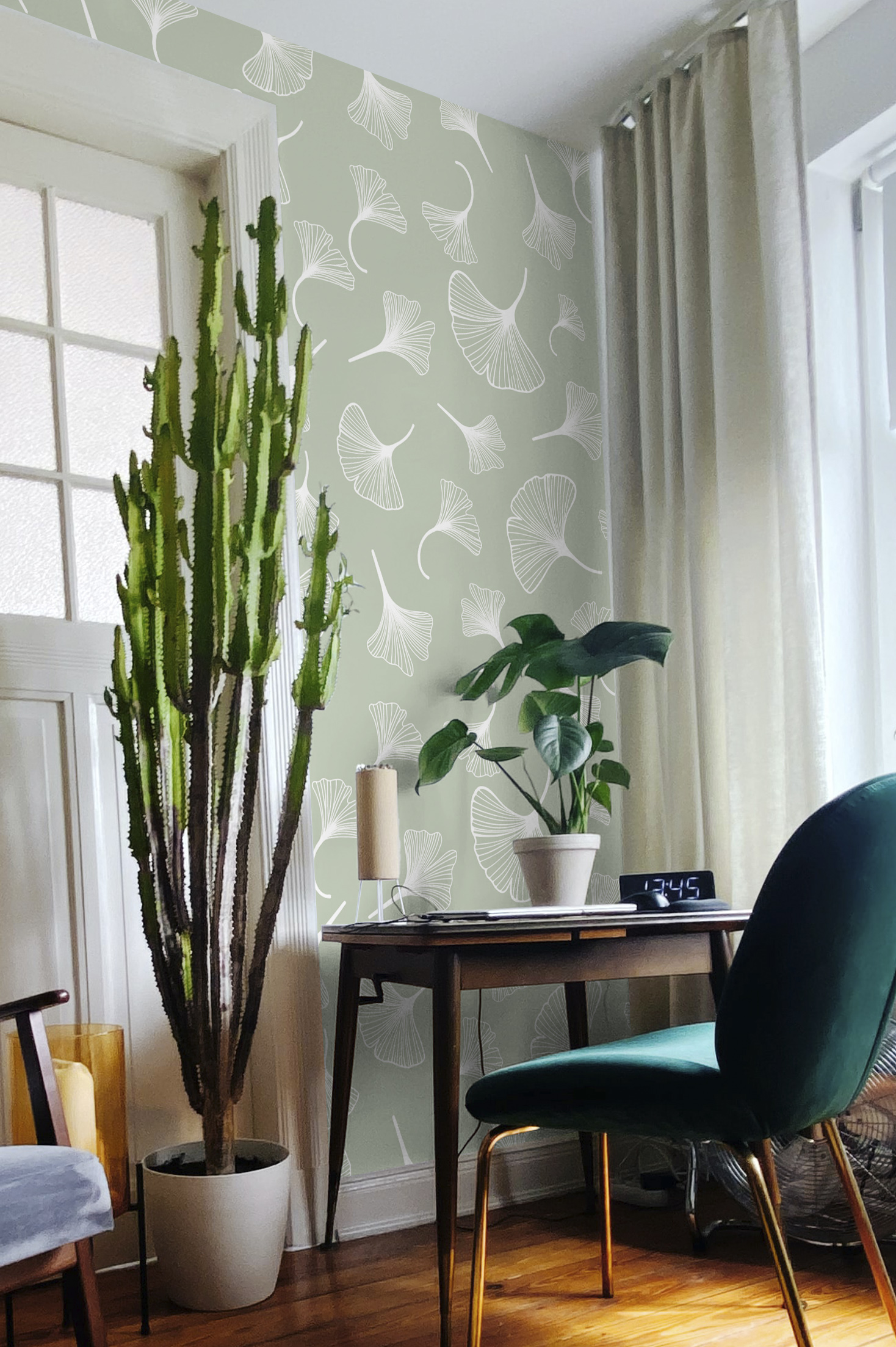 Papier peint 181 : Ginkgo coloré ambiance végétale