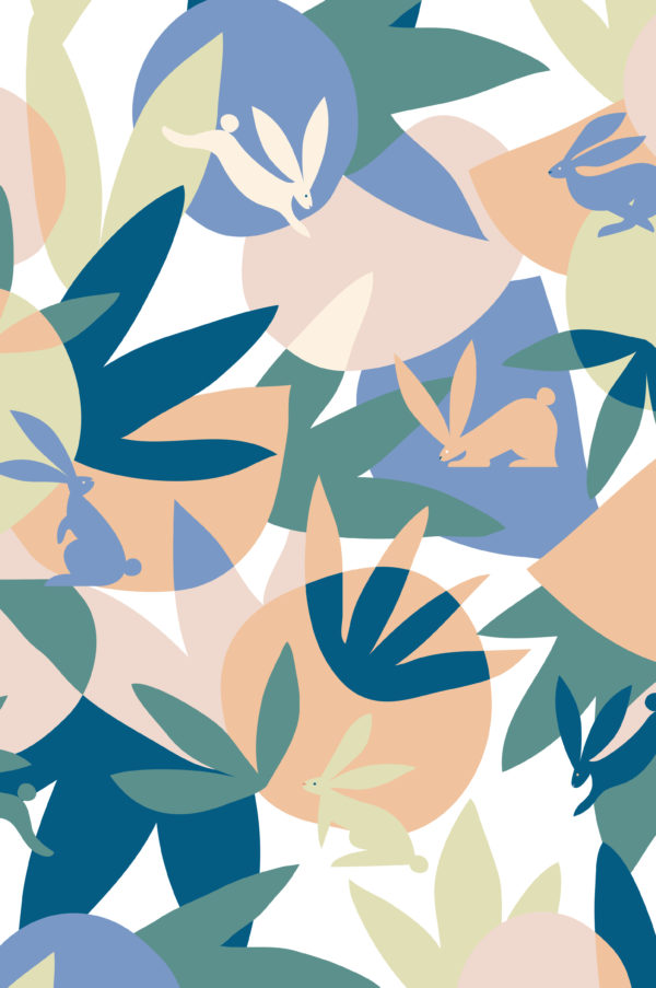 papel pintado vegetación formas abstractas