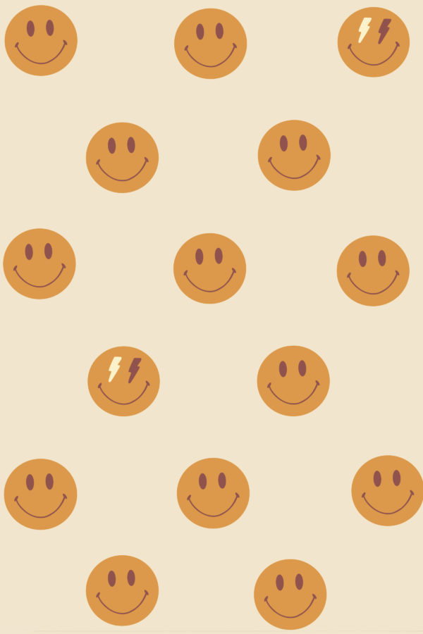 Papel pintado n202 - caritas sonrientes patrón pop amarillo