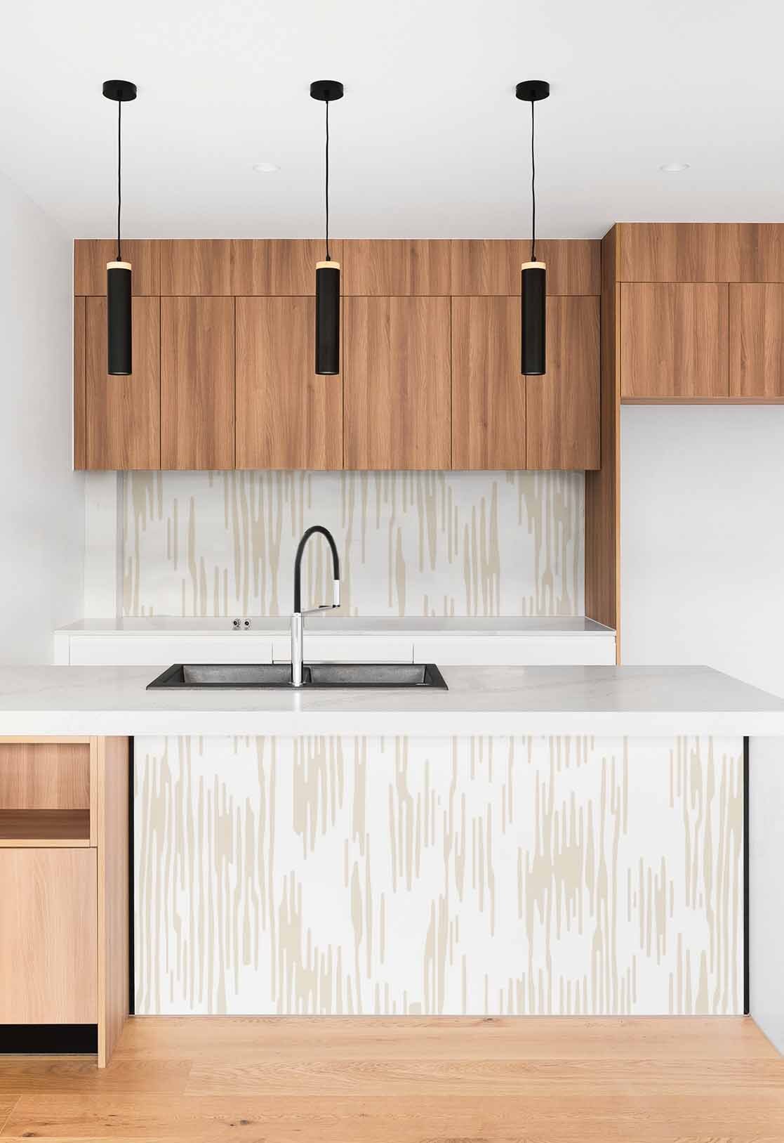 Cuisine N 215 papier peint lignes beige