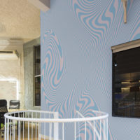 Wallpaper N212 Psychedelic Blue Public Space Stairway