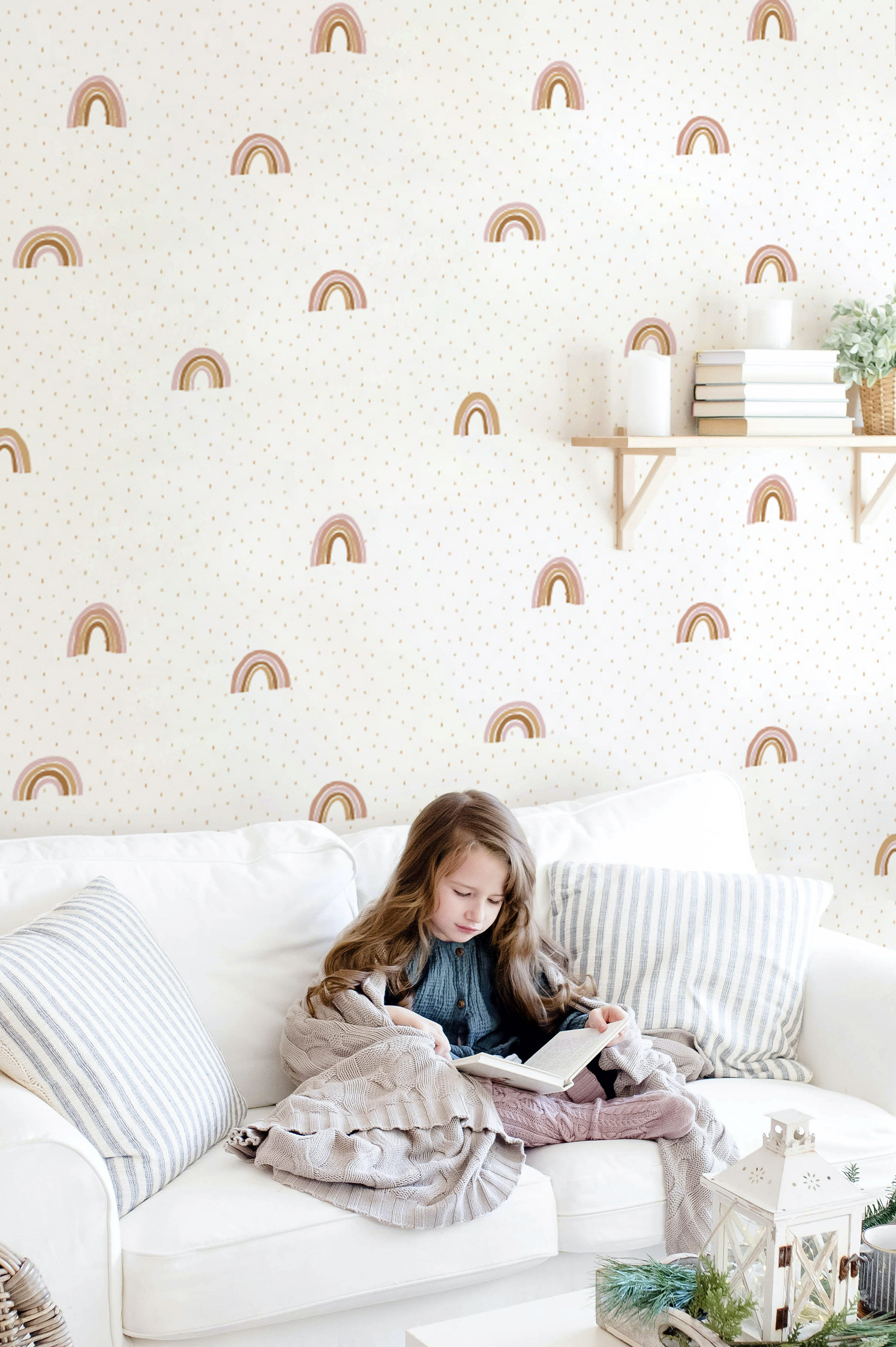 Papel pintado N214 Salón minimalista arco iris de terracota Papel pintado N214 Salón minimalista arco iris de terracota