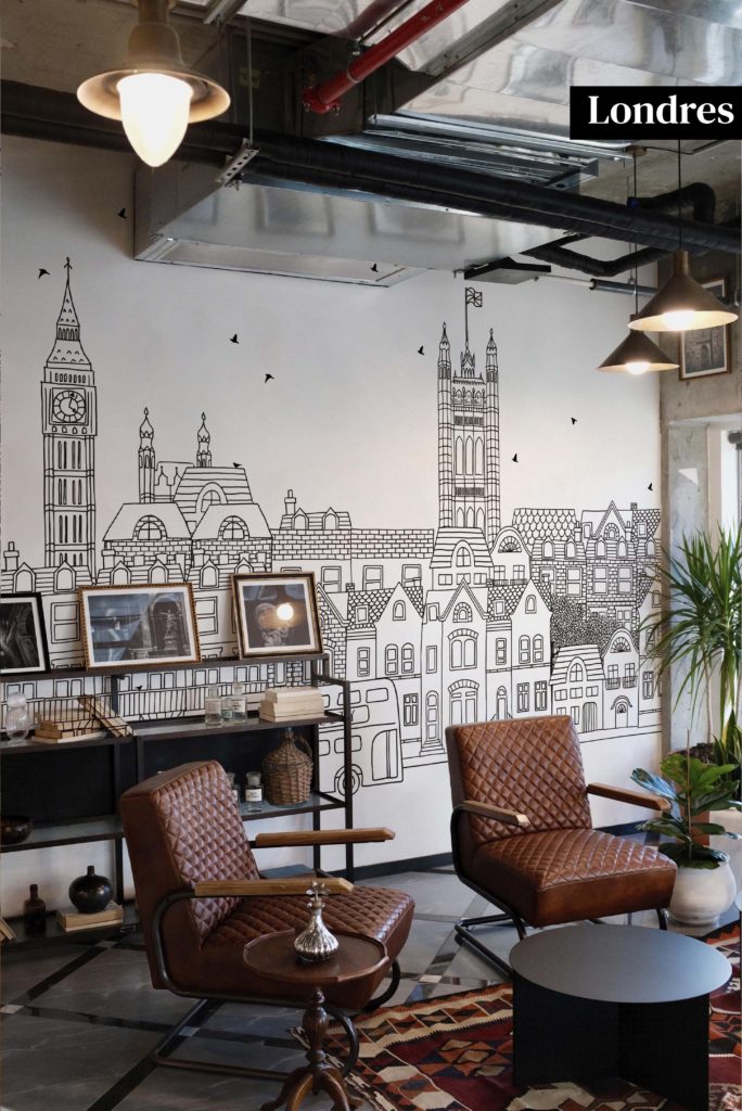 papier peint Londres villes noir et blanc