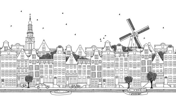 Papel pintado amsterdam en blanco y negro