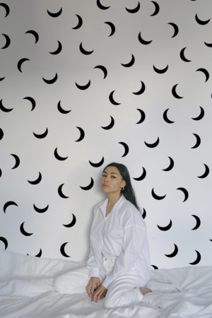 papel pintado luna creciente n227 habitación en blanco y negro