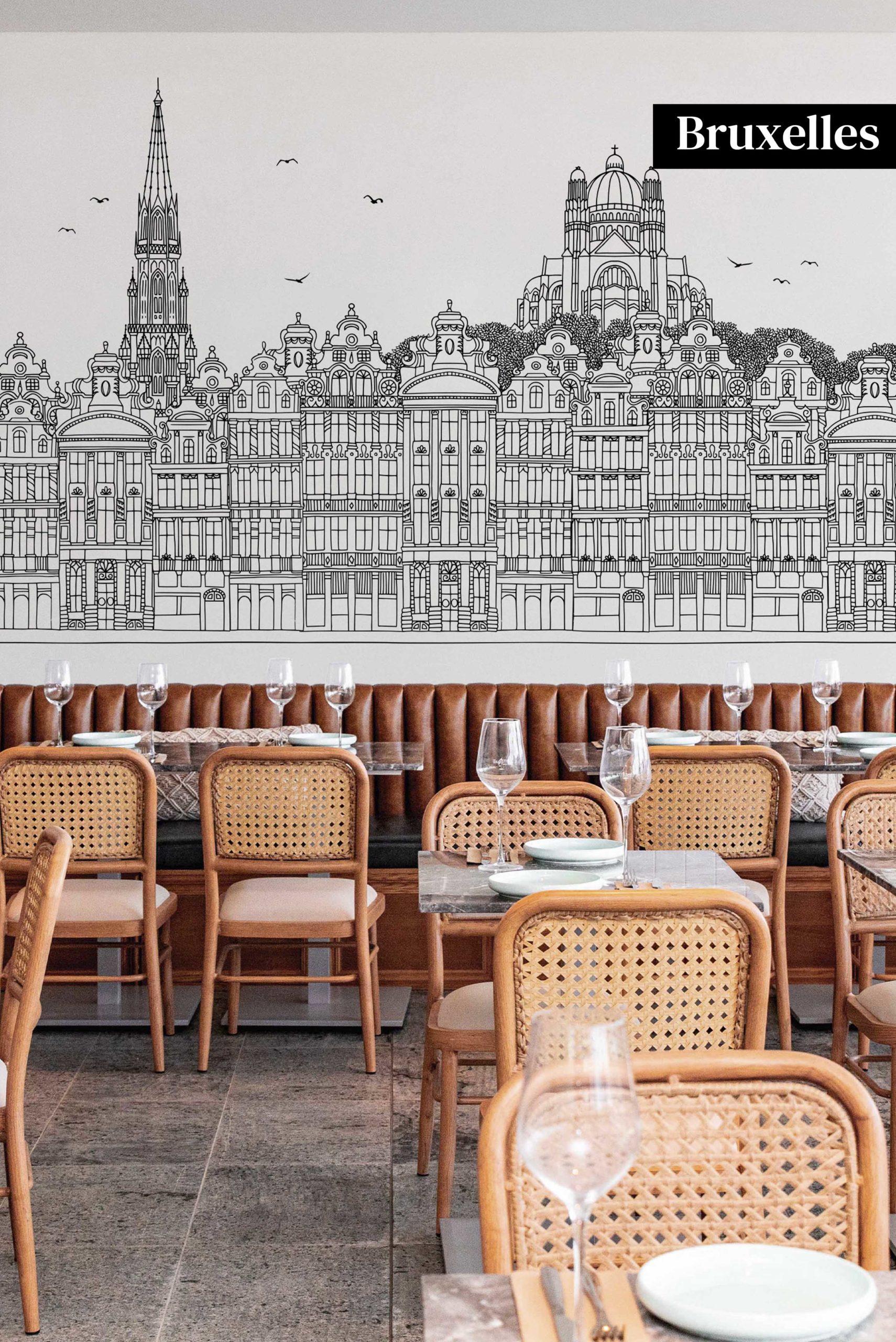 n228-1 Papel pintado Bruselas en blanco y negro