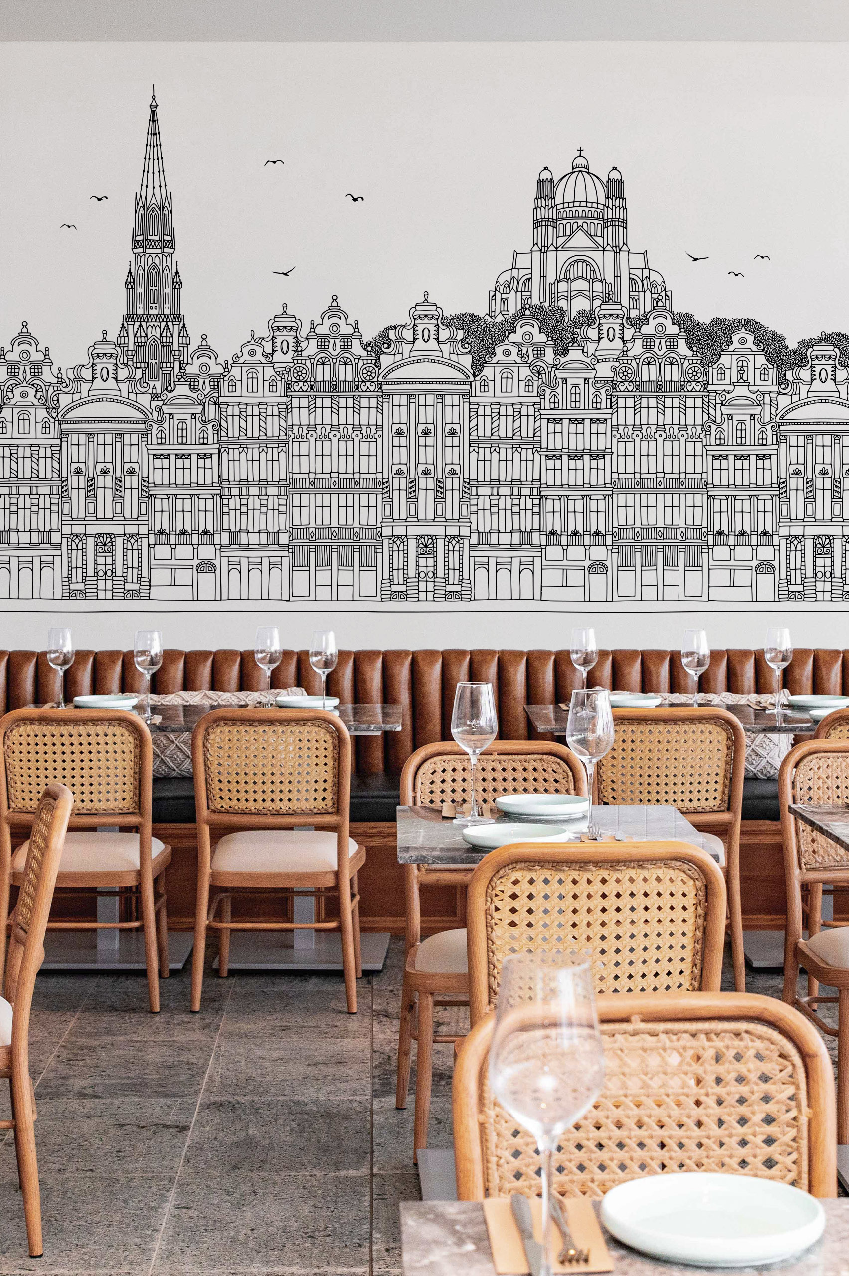 Papier peint Bruxelles en noir et blanc